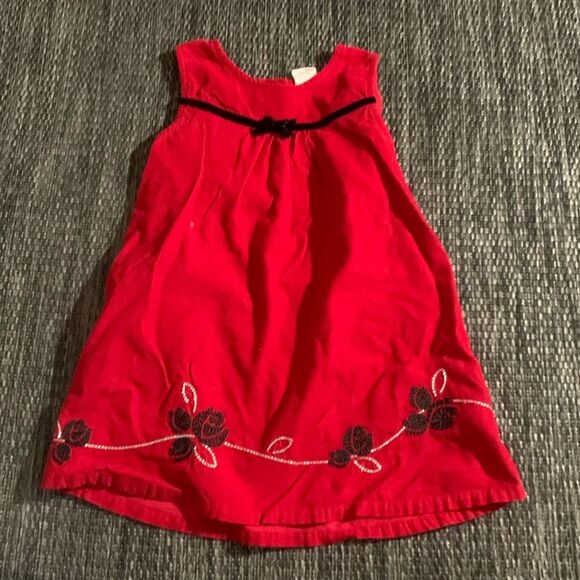 Vintage Corduroy Healthtex dress size 5TRed Embroidered Rose Design Sleeveless - Picture 1 of 5